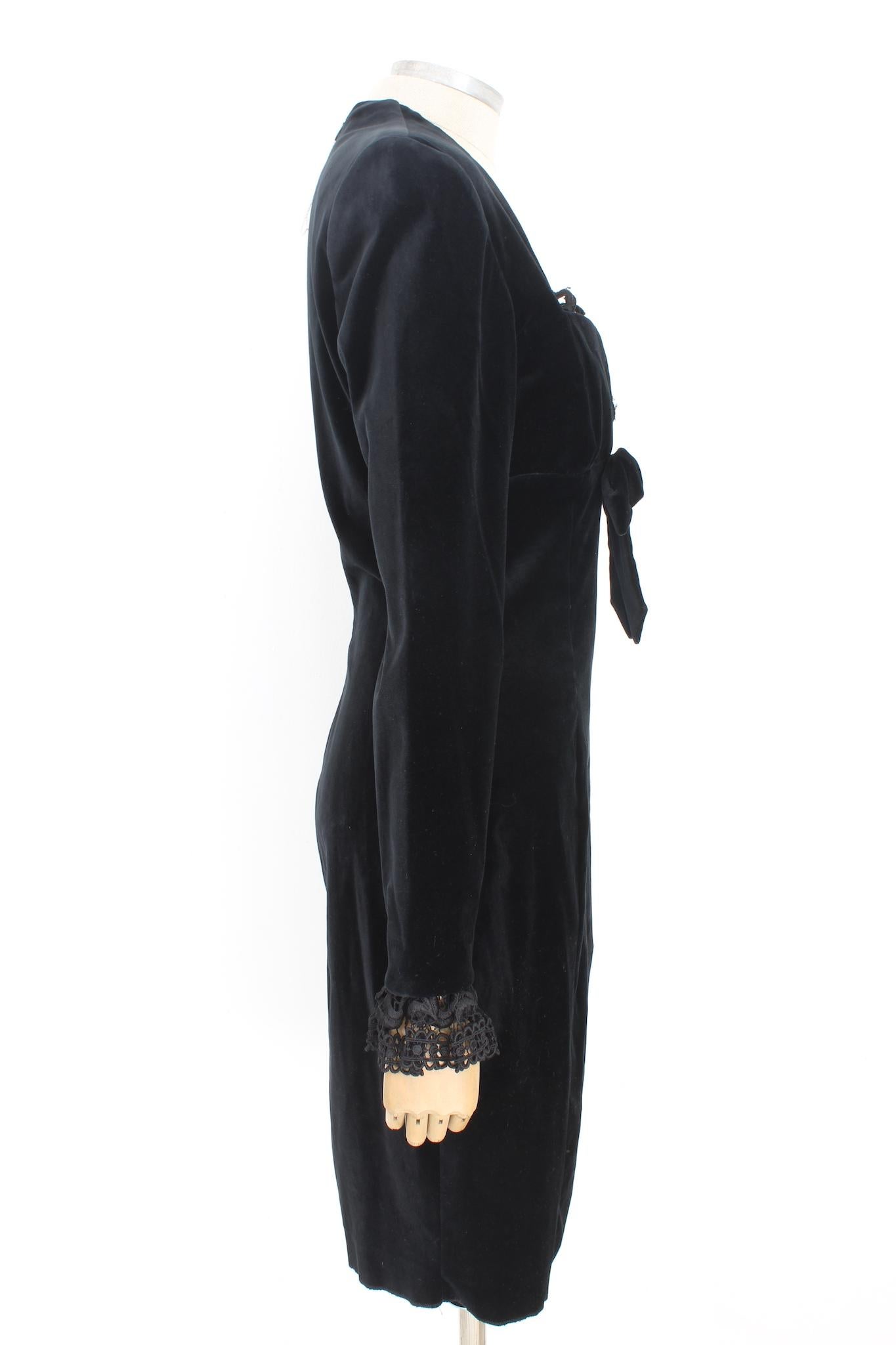Women's Loretta di Lorenzo Black Velvet Vintage Evening Dress 80s For Sale