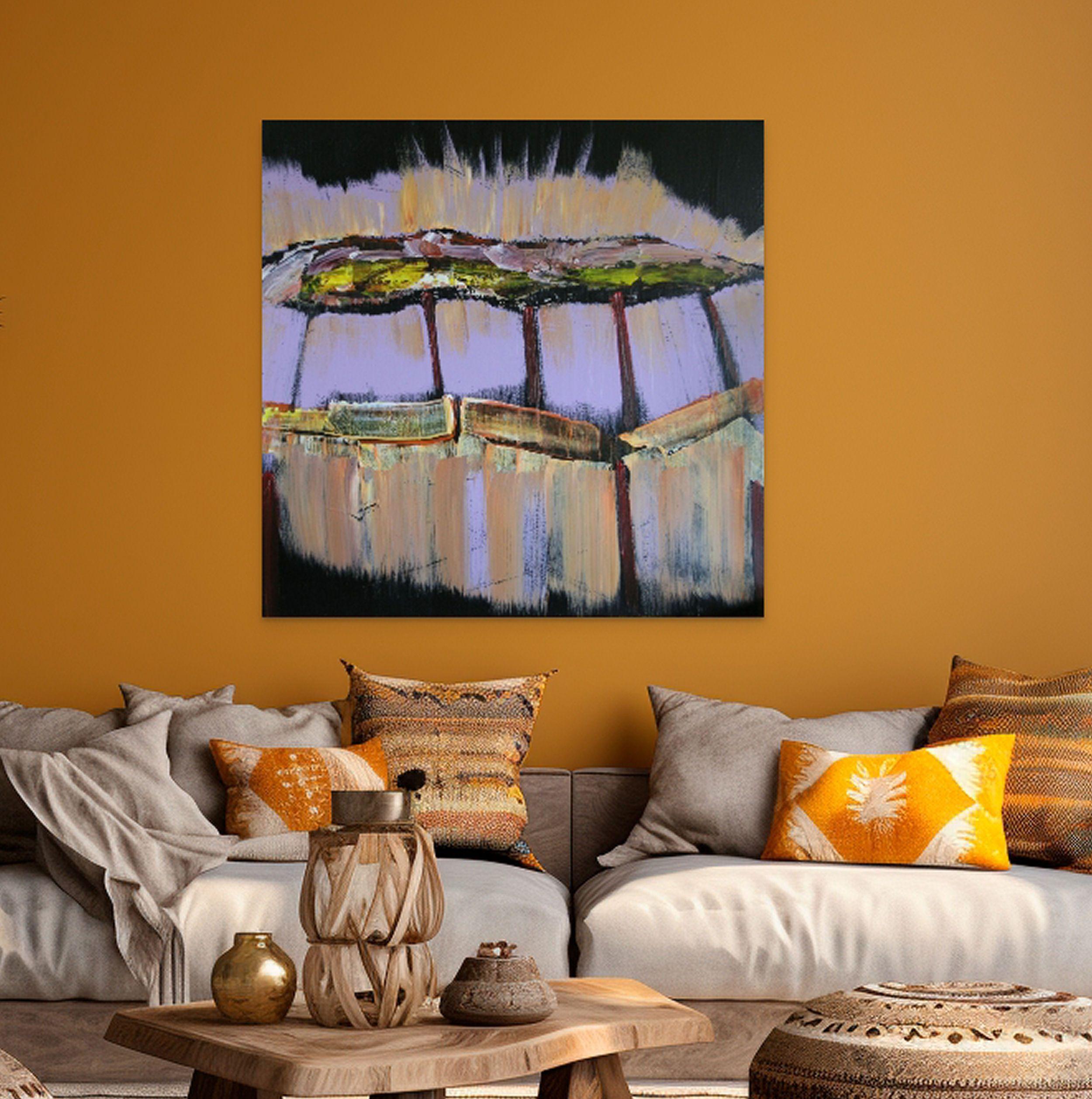 Himmelfahrt, Malerei, Acryl auf Leinwand (Grau), Abstract Painting, von Loretta Kaltenhauser