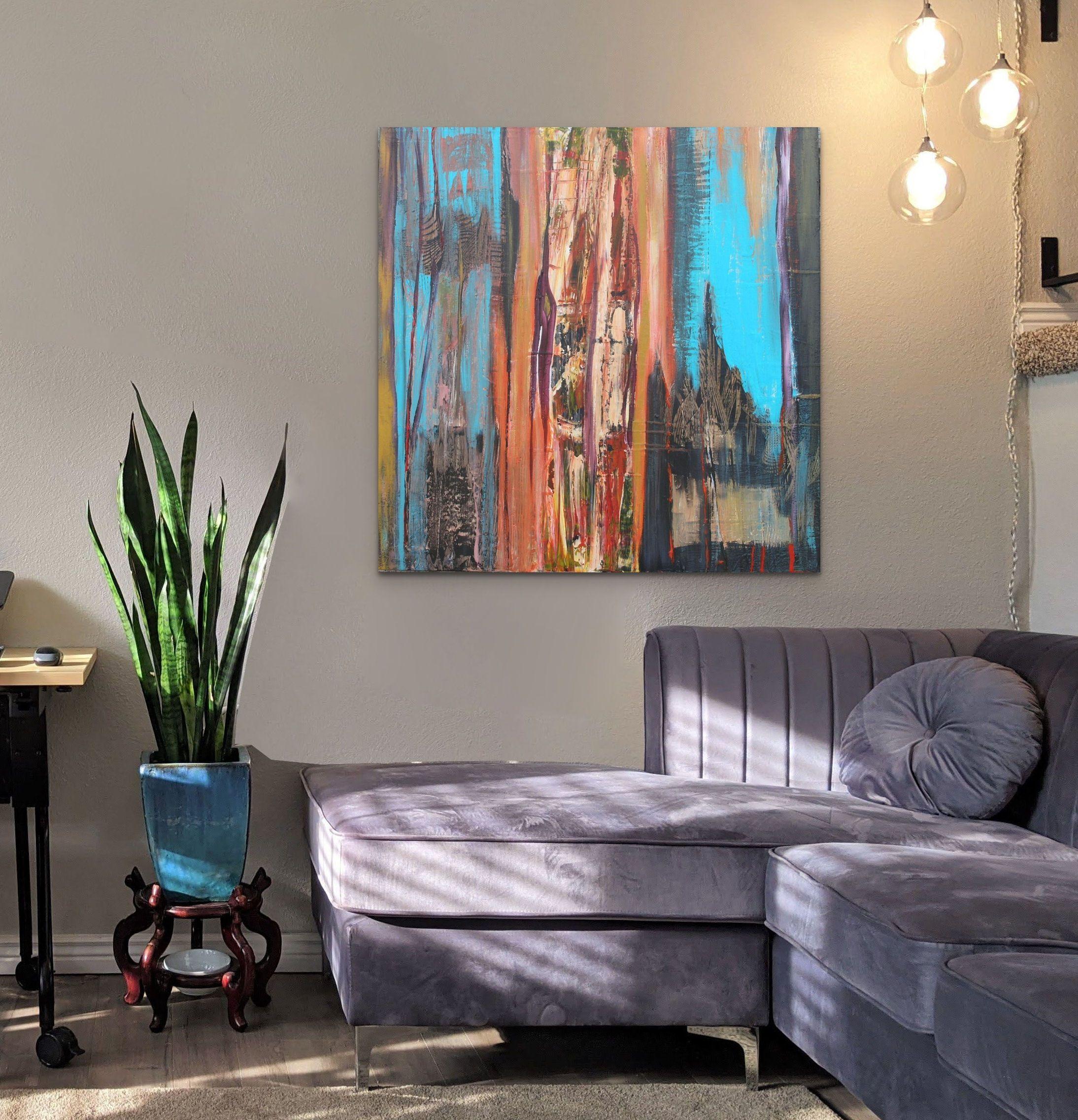 Brainstorm, Pittura, Acrilico su tela - Abstract Painting Grigio di Loretta Kaltenhauser