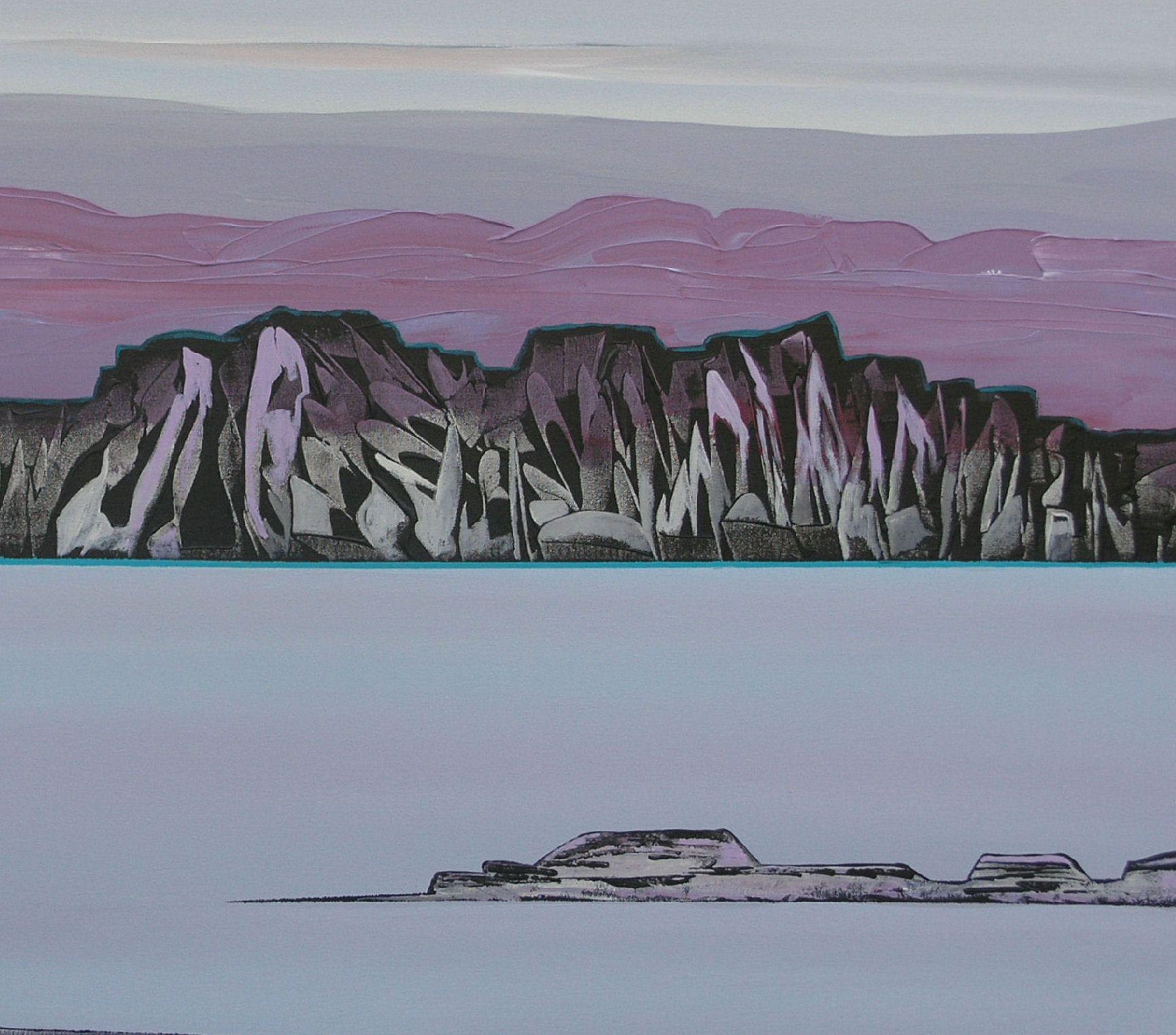 Dreamscape, Painting, Acrylic on Canvas - Gray Abstract Painting by Loretta Kaltenhauser