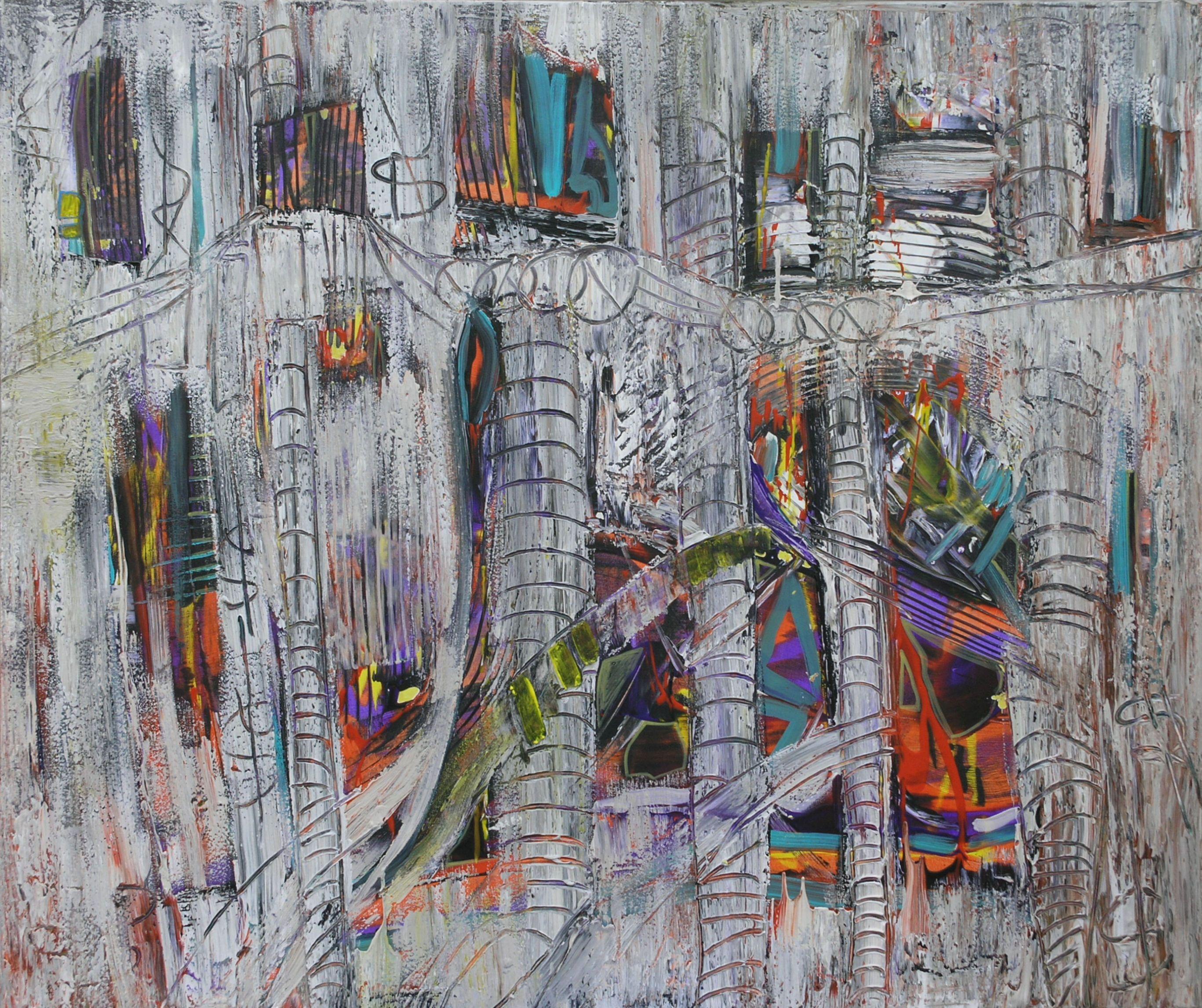 Abstract Painting de Loretta Kaltenhauser - Fundido a gris, Pintura, Acrílico sobre lienzo