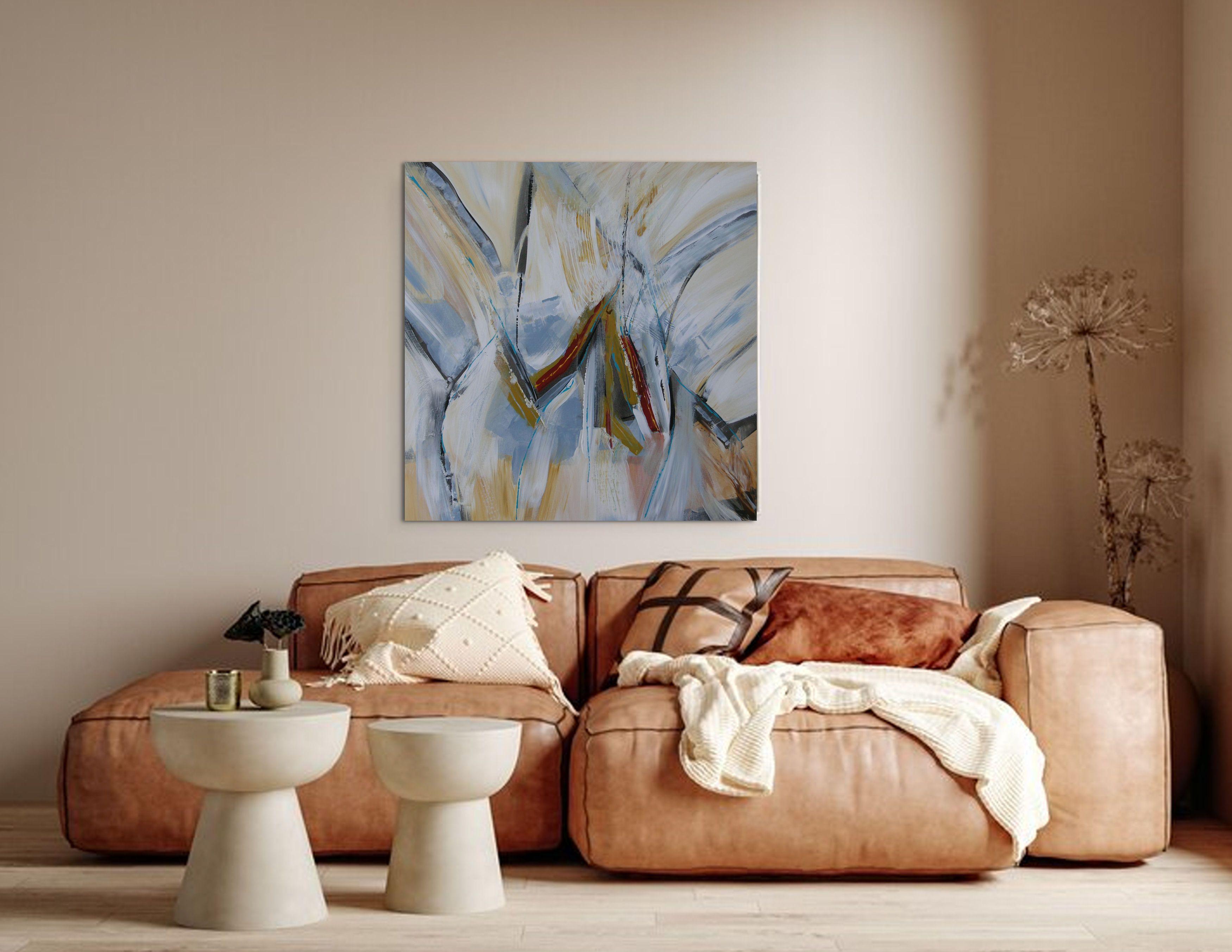 Fly High, Painting, Acrylic on Canvas - Gray Abstract Painting by Loretta Kaltenhauser