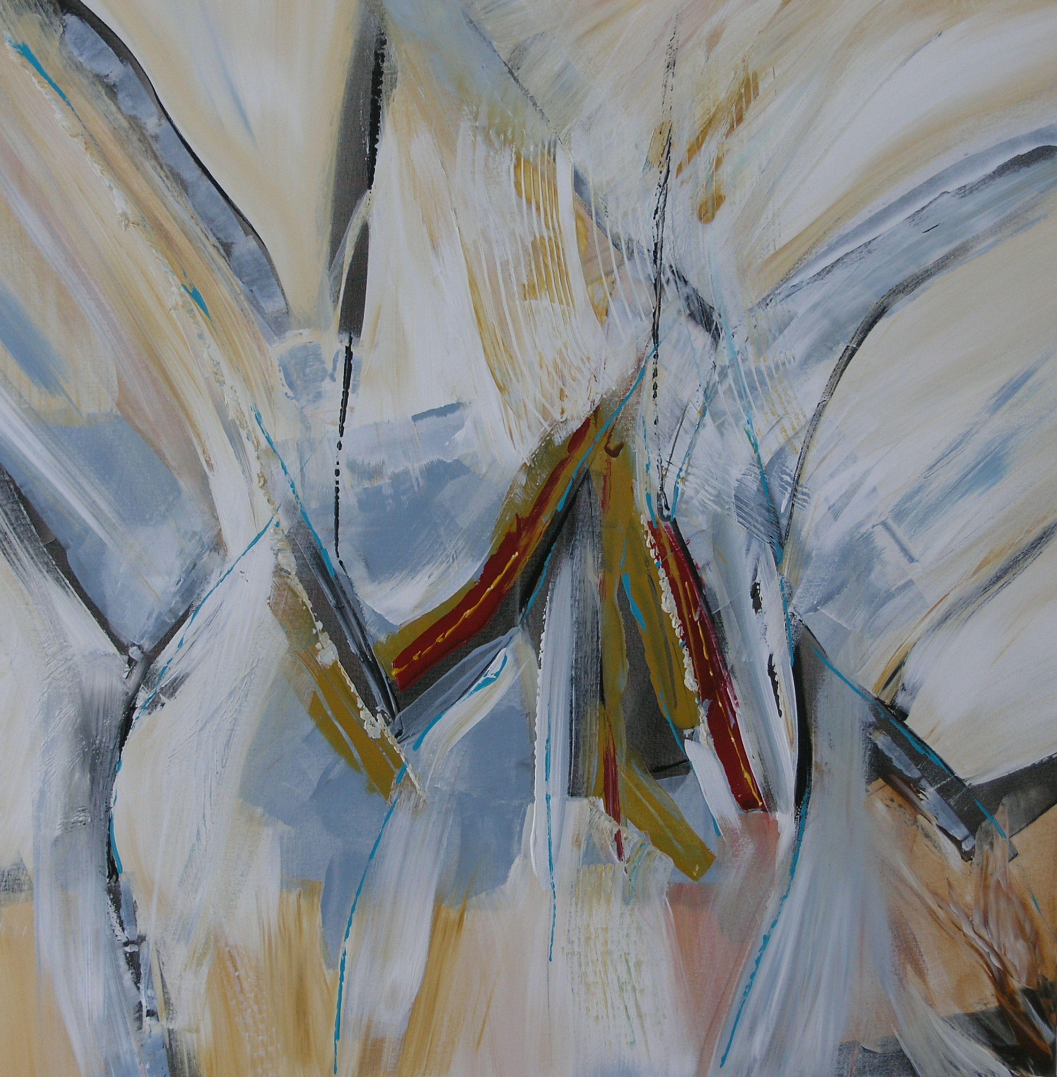 Vola in alto, Pittura, Acrilico su tela - Abstract Painting Grigio di Loretta Kaltenhauser