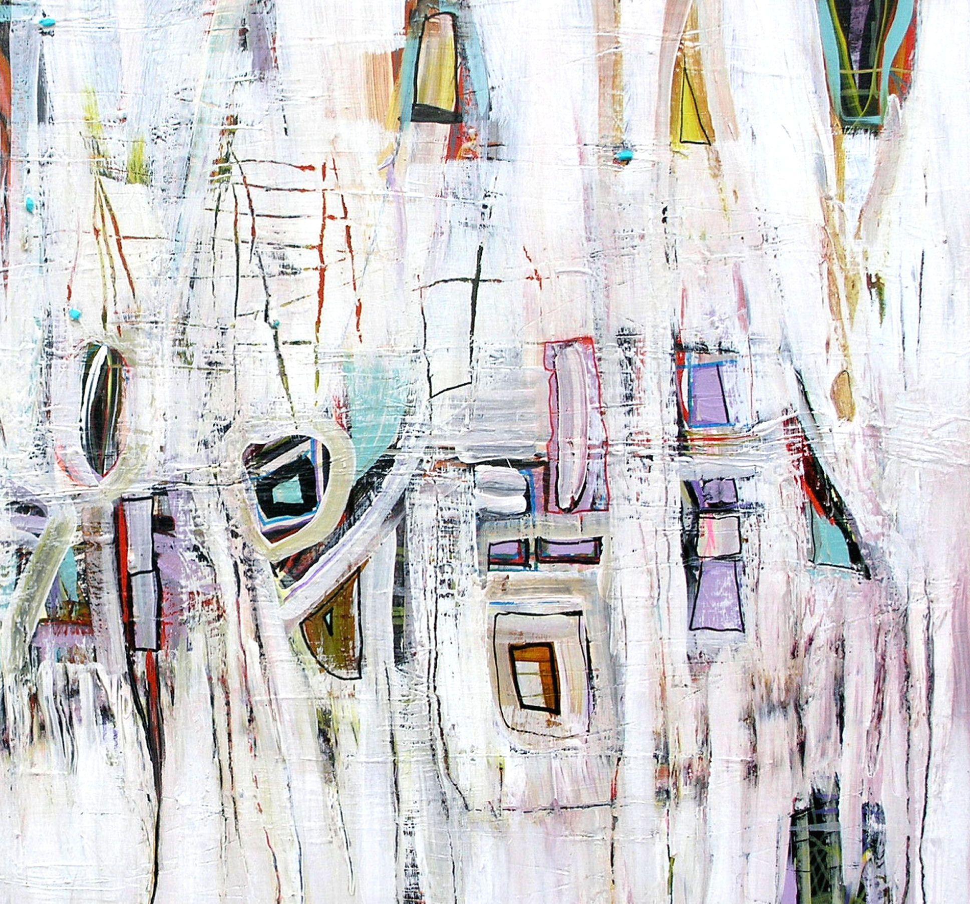Sr. Roboto, Pintura, Acrílico sobre lienzo - Abstract Painting Gris de Loretta Kaltenhauser