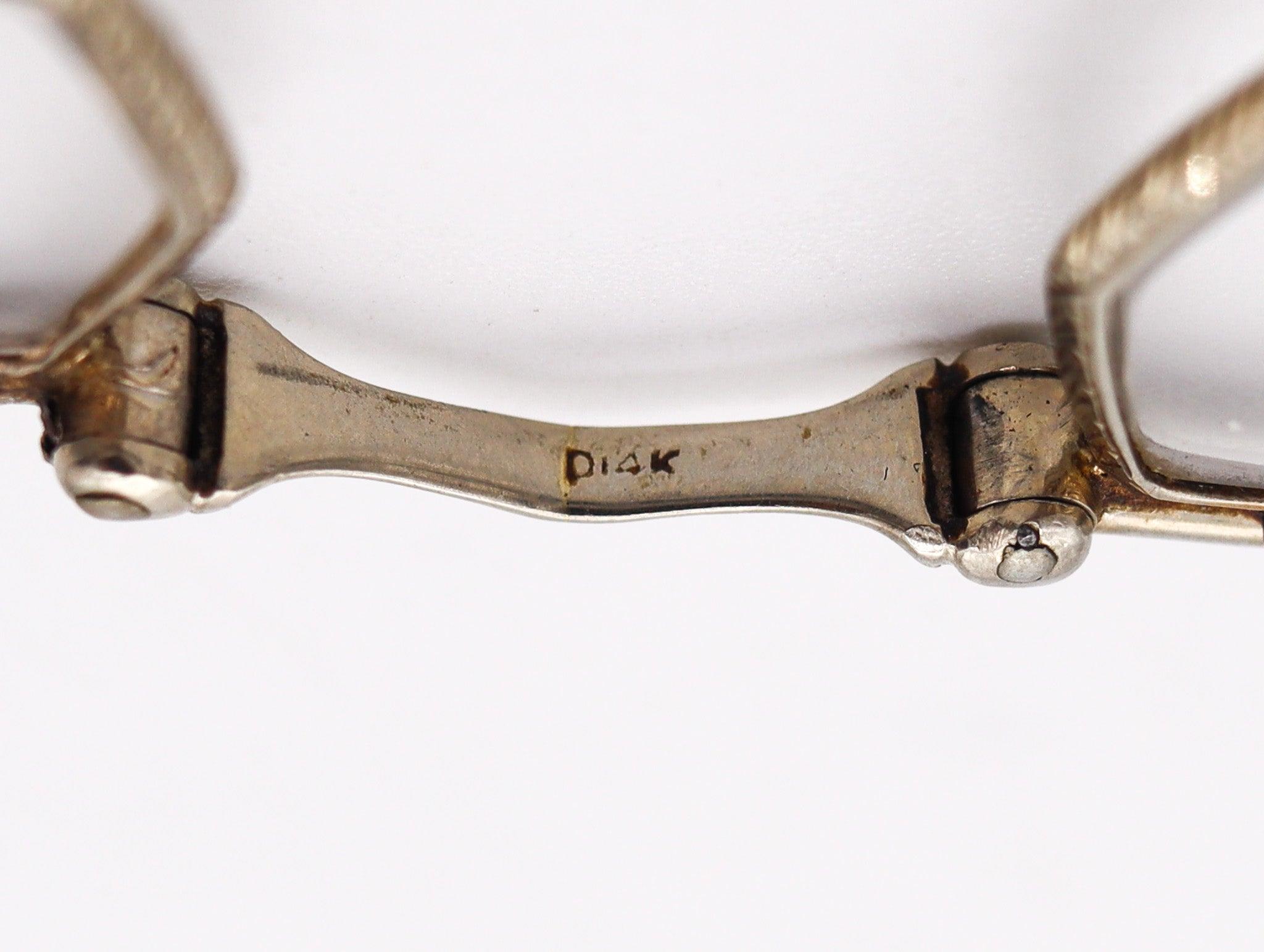LORGNETTE 1920 Art Deco Foldes Occhiali da Opera in Vetro Ciondolo in Oro 14Kt in vendita 3