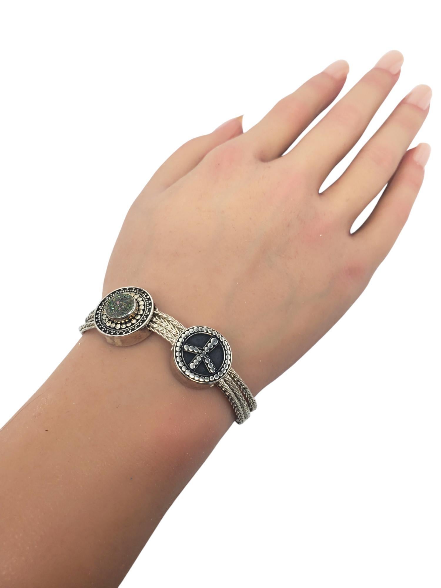 Round Cut Lori Bonn Sterling Silver Peace Slide Bracelet # 19577 For Sale