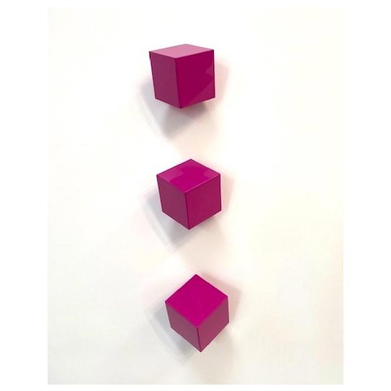 Chatterbox, hot pink (set of 3) - Sculpture by Lori Cozen-Geller