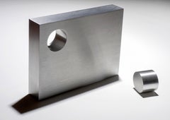 Circle of Life - small, smooth surfaced, brushed aluminum, abstract sculpture