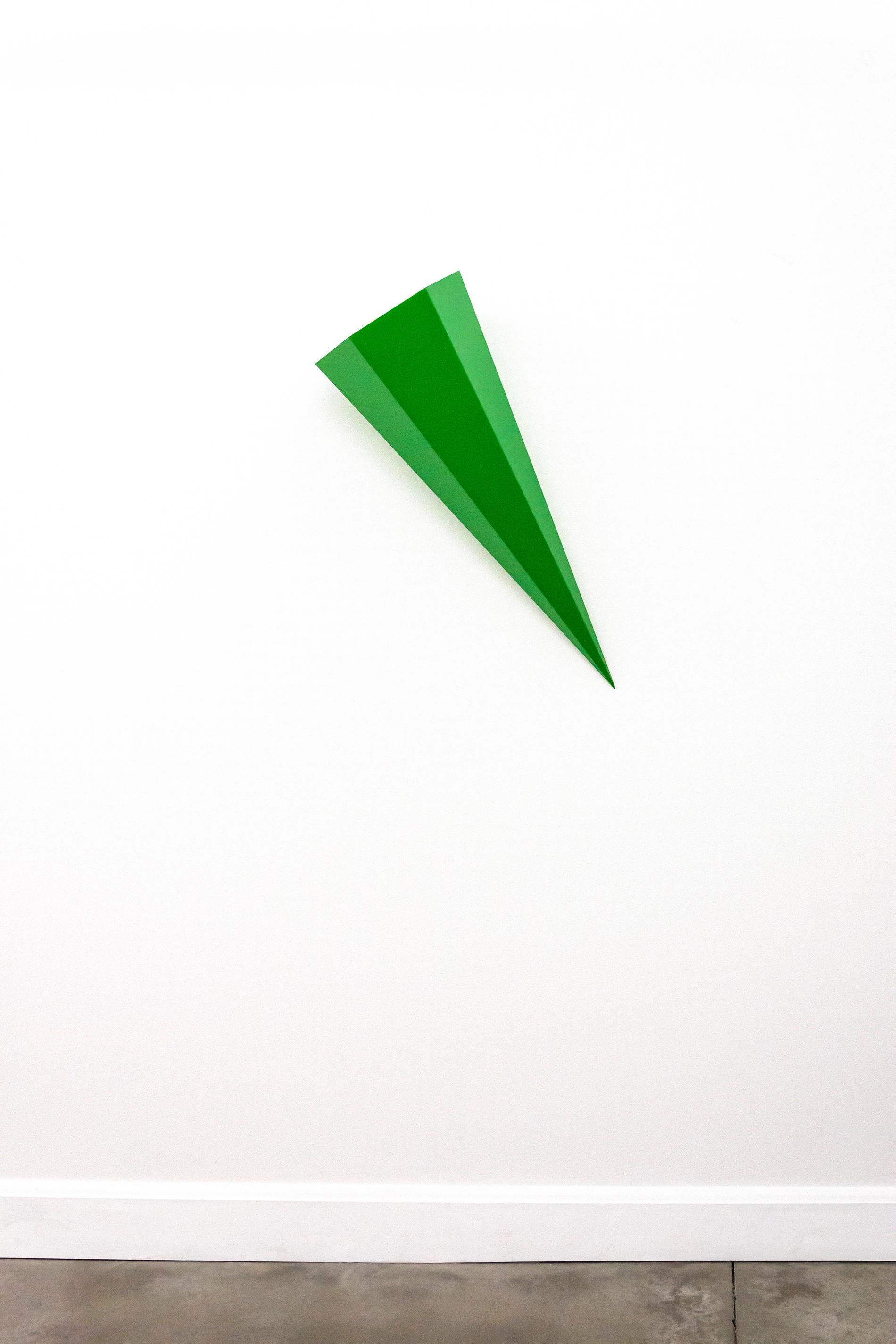 On Point - bright, glossy, green, smooth surfaced, abstract, wall sculpture For Sale 4