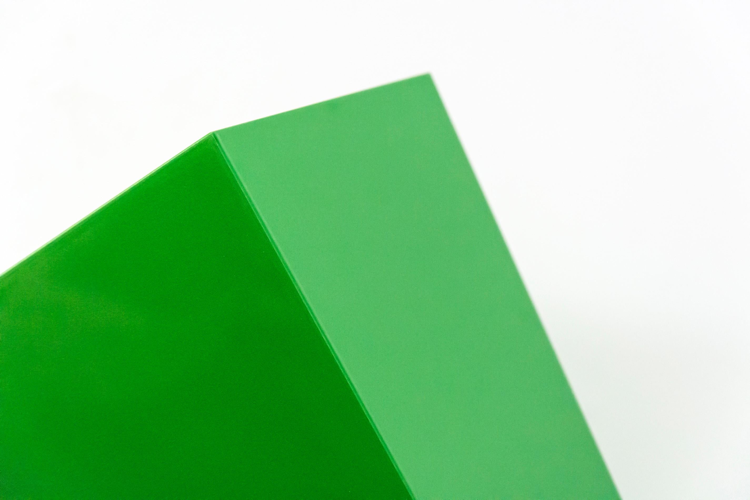 On Point - bright, glossy, green, smooth surfaced, abstract, wall sculpture For Sale 1