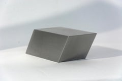 Silver Shadow - small, smooth surfaced, brushed aluminum, abstract sculpture