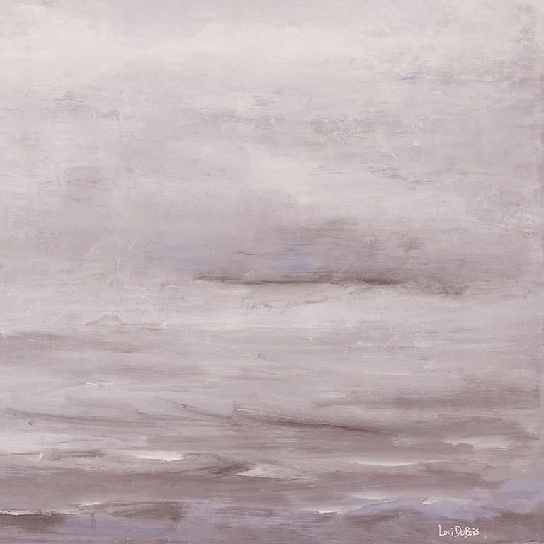 Far Away, Abstract Acrylic Expressionism Painting, Contemporary Art - Gray Landscape Painting by Lori Dubois