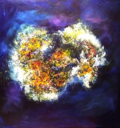 Peinture expressionniste abstraite à l'acrylique Meteor Lights de Lori Dubois, 2017