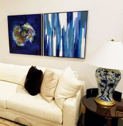 Peinture acrylique abstraite contemporaine « Sapphire Ice » de Lori Dubois, 2016