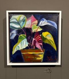 Lori Eubanks, "Botanical Rhythm", dipinto a olio su tela raffigurante un bouquet di fiori, 12x12