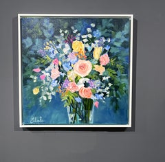 Lori Eubanks, "Celebration", 24x24 Floral Bouquet Oil Painting on Canvas