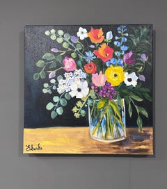 Lori Eubanks, „For Your Special Day“, leuchtende Blumenvase, Öl auf Leinwand, 20x20