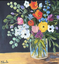 Lori Eubanks, "For Your Special Day", 20x20 Bright Flower Vase Oil on Canvas