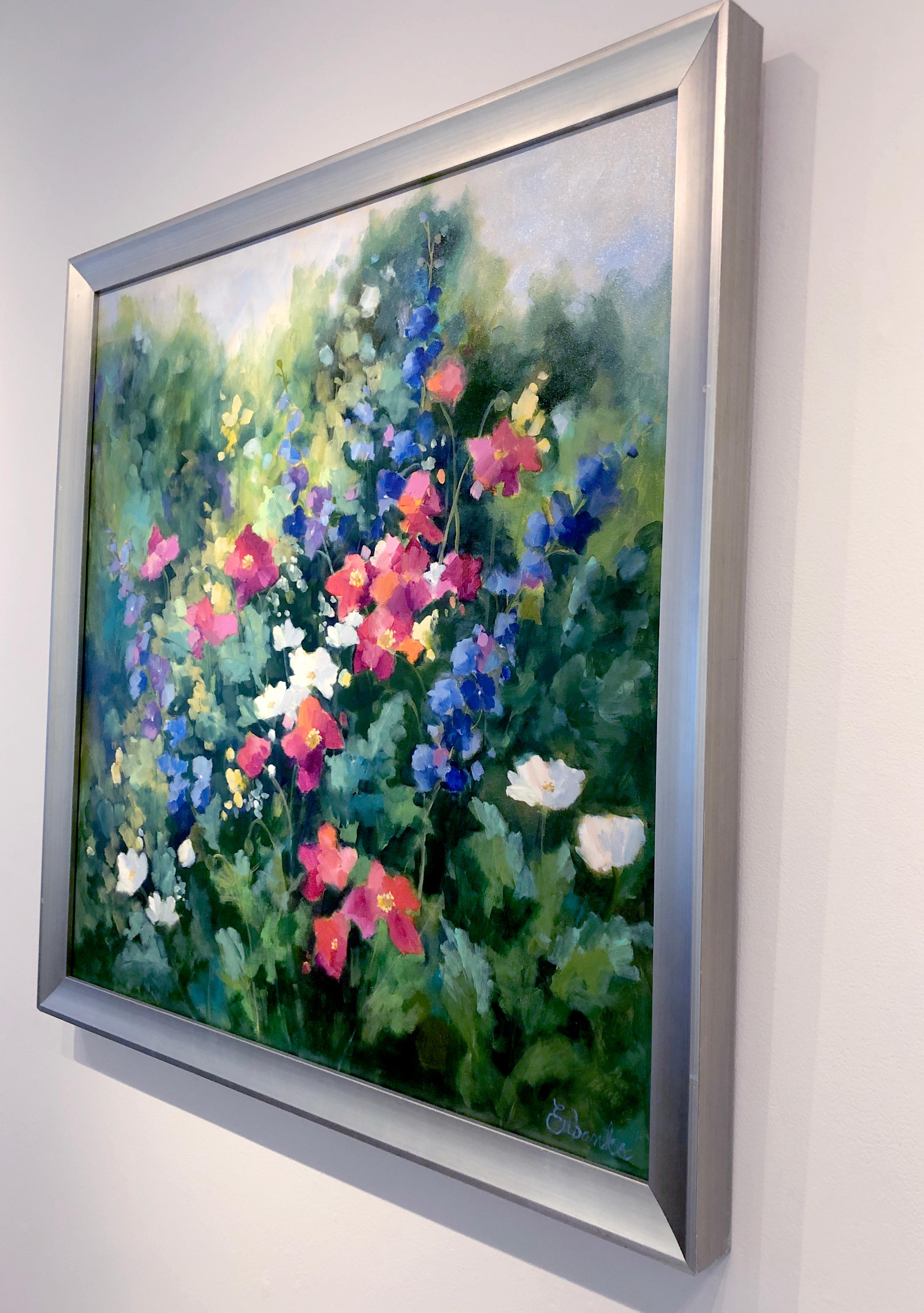 Lori Eubanks, „Full of Joy“, 36x36, farbenfrohes Blumengarten-Ölgemälde auf Leinwand im Angebot 2