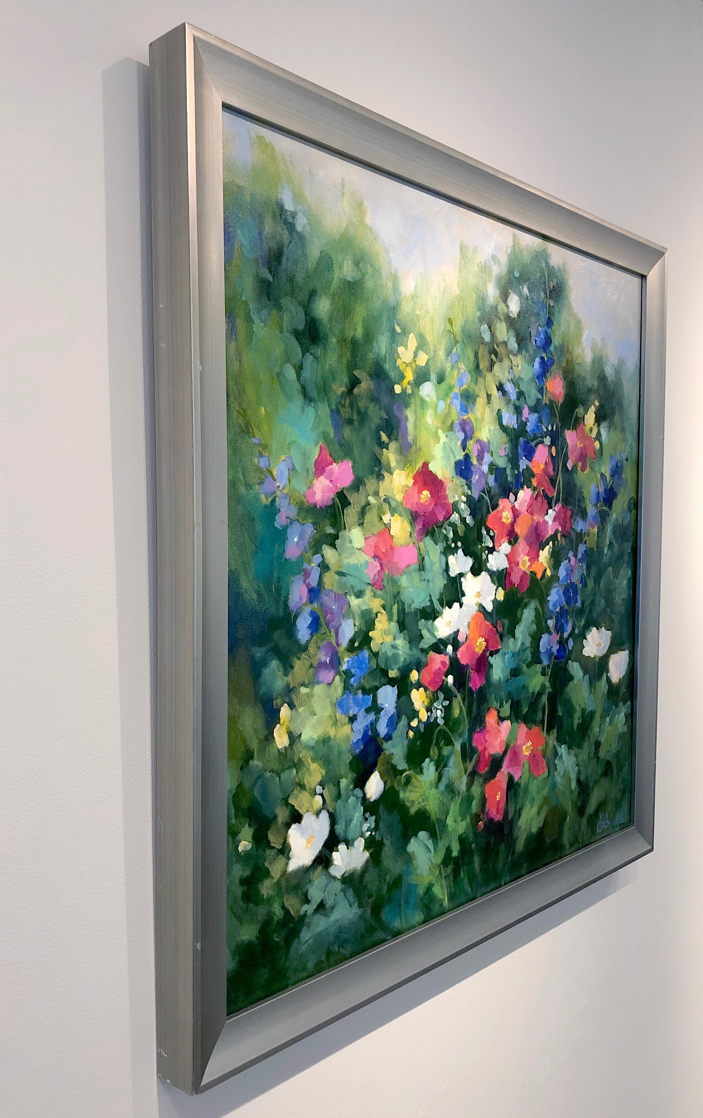 Lori Eubanks, „Full of Joy“, 36x36, farbenfrohes Blumengarten-Ölgemälde auf Leinwand im Angebot 3