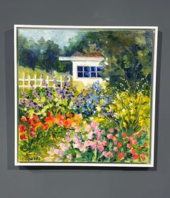 Lori Eubanks "Garden Walk", 24x24 House and Garden Landscape Oil on Canvas