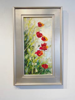 Lori Eubanks, "Growing Wild", Red Poppy Oil Painting on Canvas, 2018