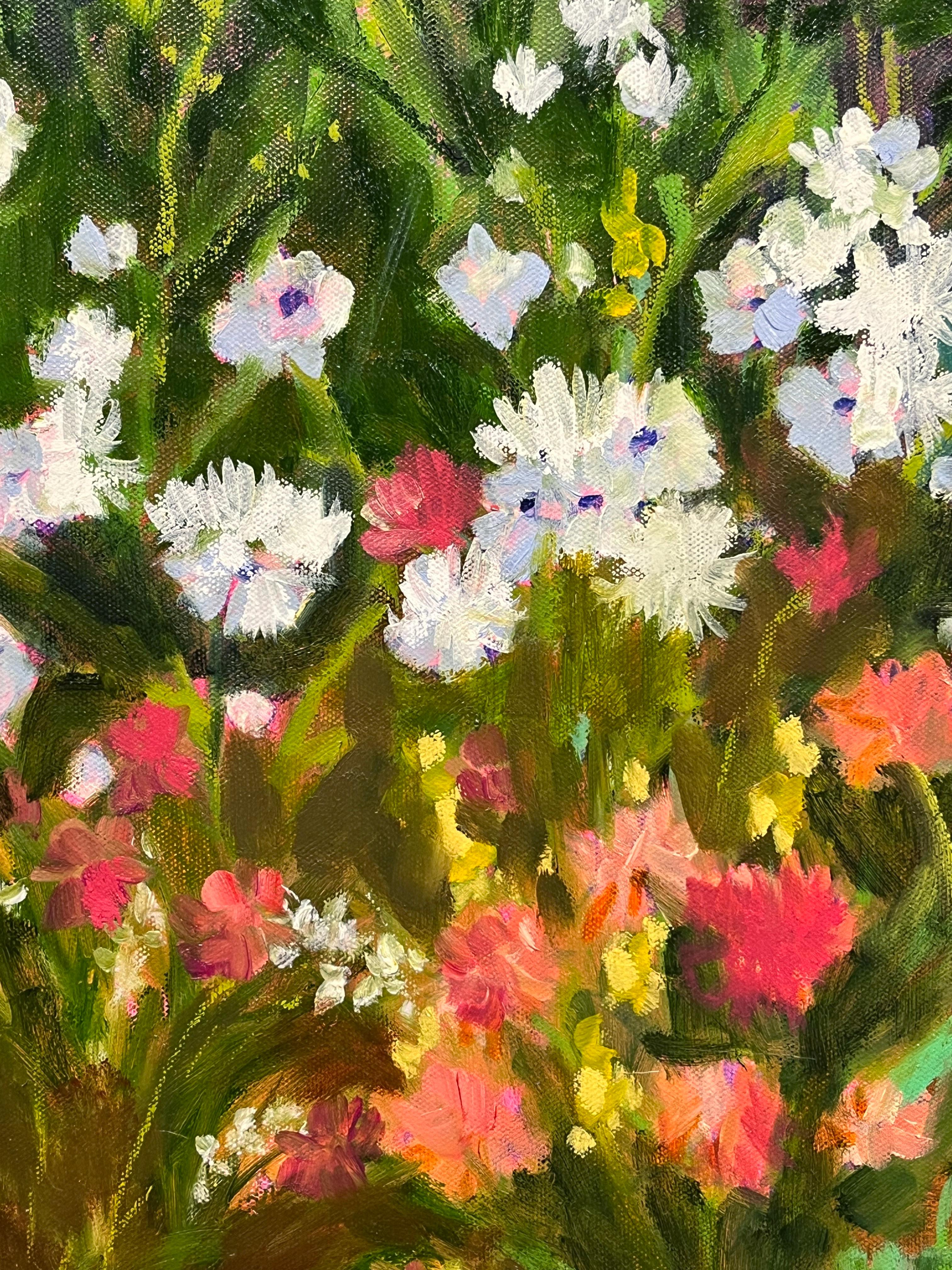 Lori Eubanks « In My Garden », 30x30 Paysage de maison et de jardin sur toile en vente 4