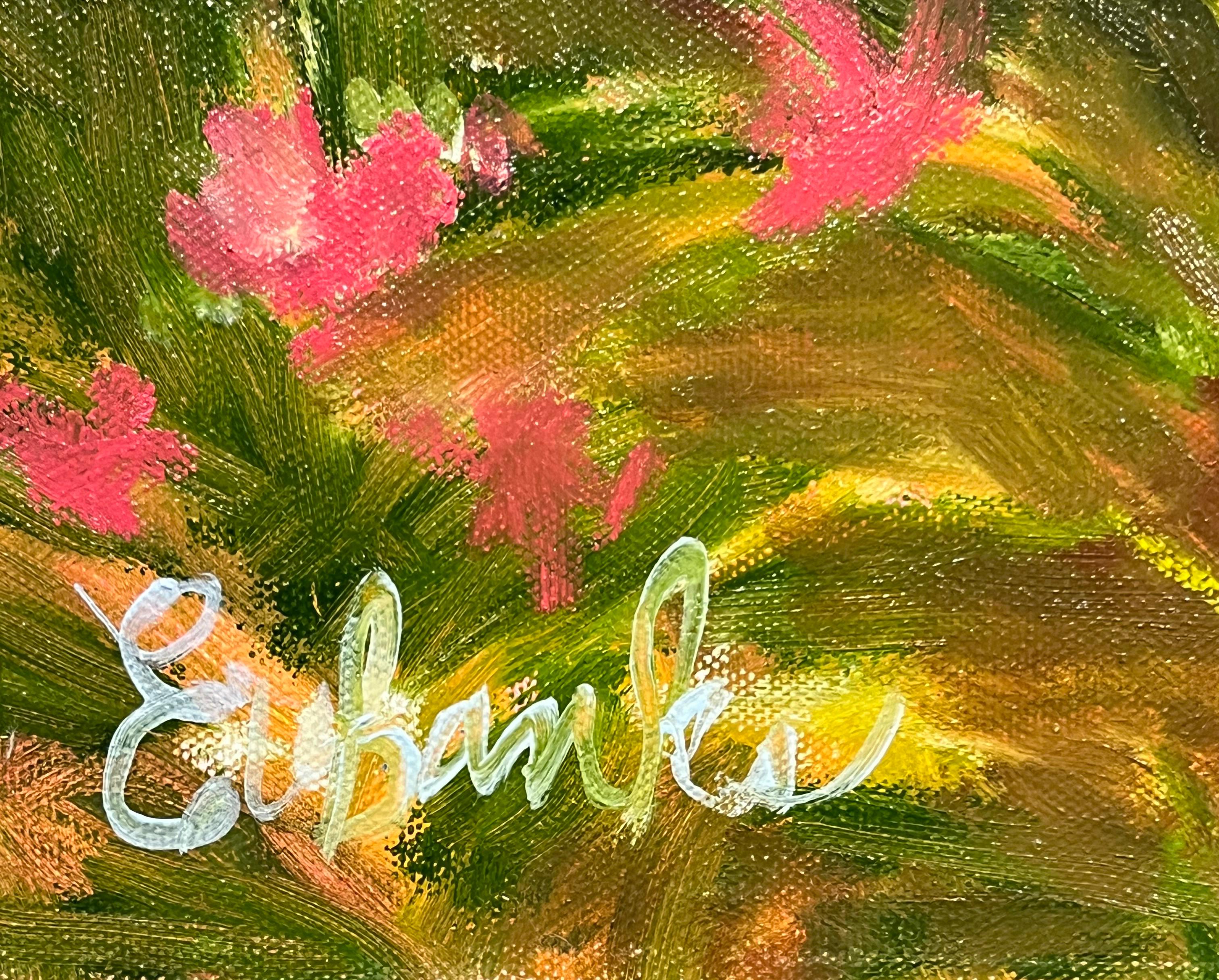 Lori Eubanks « In My Garden », 30x30 Paysage de maison et de jardin sur toile en vente 6