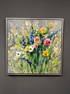 Lori Eubanks, "Interludio", 36x36 Ramo floral Pintura al óleo sobre lienzo