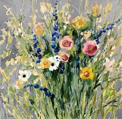 Lori Eubanks, "Interlude", 36x36 Floral Bouquet Oil Painting on Canvas