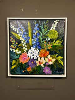 Lori Eubanks, "Its a Jungle out There", 20x20 Floral Bouquet Oil Painting