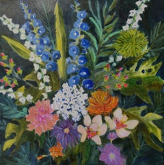 Lori Eubanks, "Its a Jungle out There", 20x20 Floral Bouquet Oil Painting