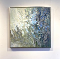 Blaues Blumengarten-Ölgemälde auf Leinwand, "Majestic", von Lorbeer Eubanks, 2020