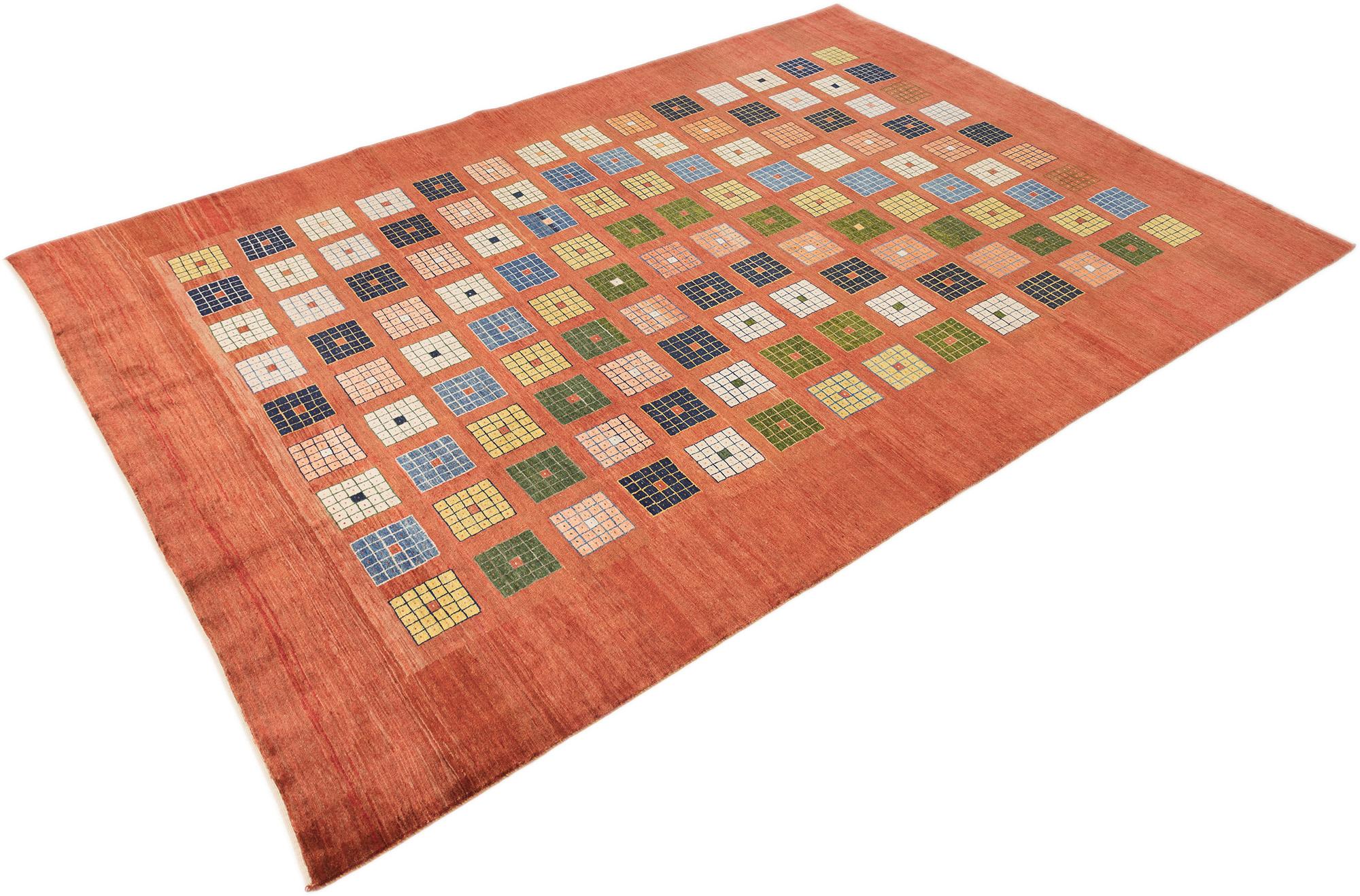 Lori Gabbeh (blau, grün, elfenbeinfarben, gelb, terrakotta-rot, 11'3