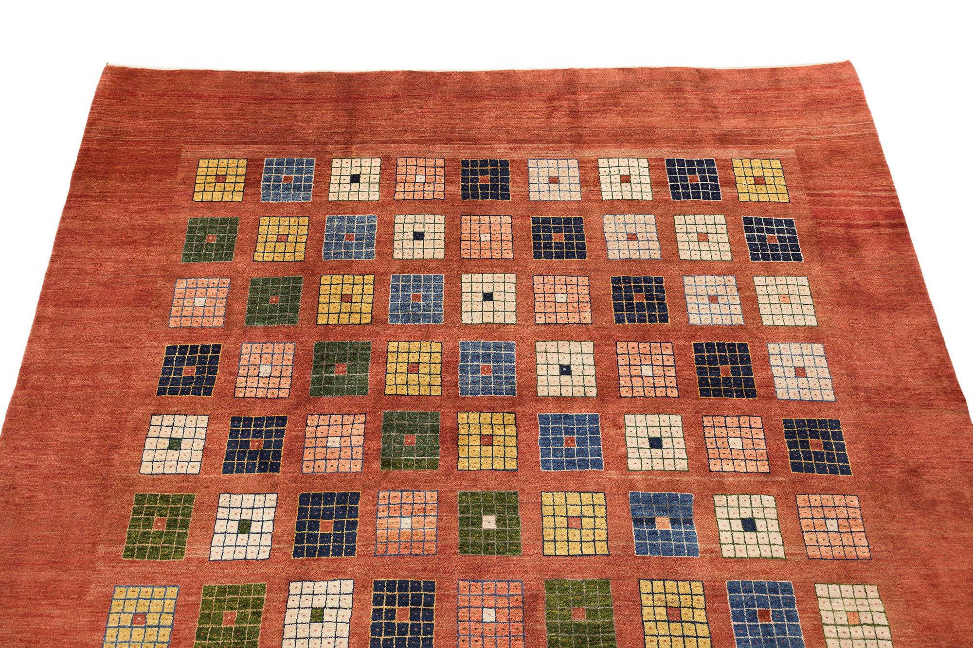 Lori Gabbeh (blau, grün, elfenbeinfarben, gelb, terrakotta-rot, 11'3