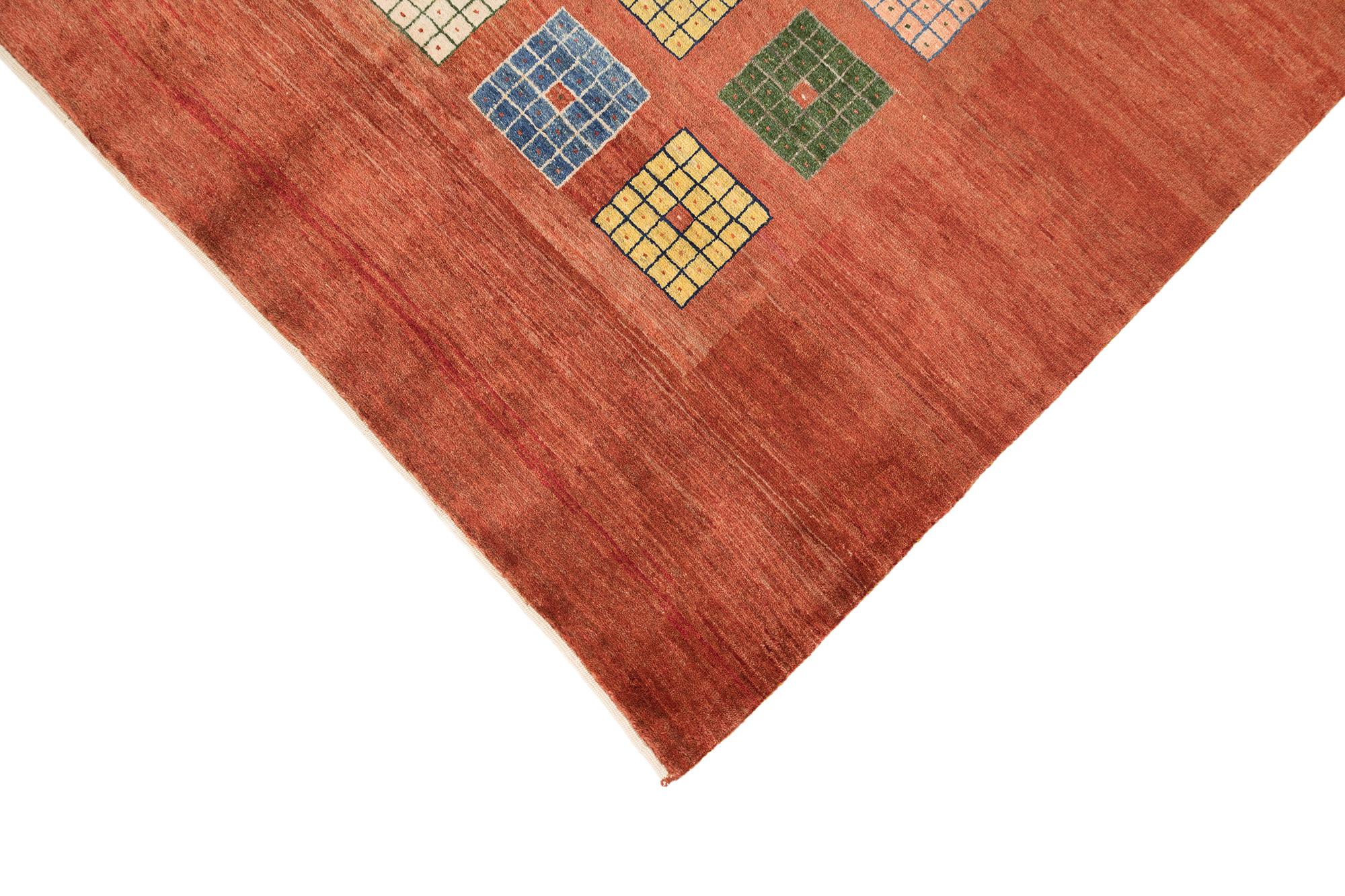 Lori Gabbeh (blau, grün, elfenbeinfarben, gelb, terrakotta-rot, 11'3