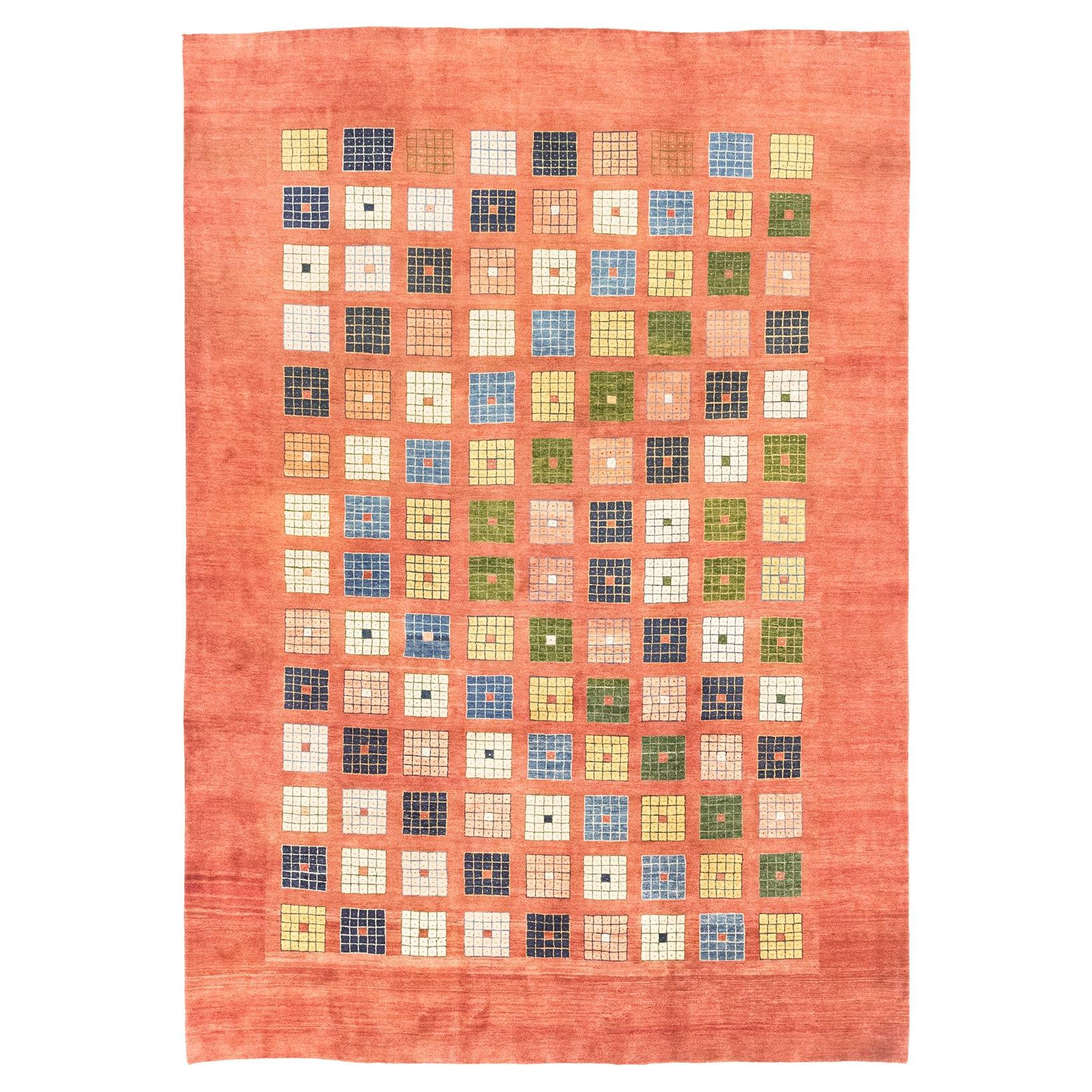Lori Gabbeh (blu, verde, avorio, giallo, rosso terracotta, 11'3" × 7'11")