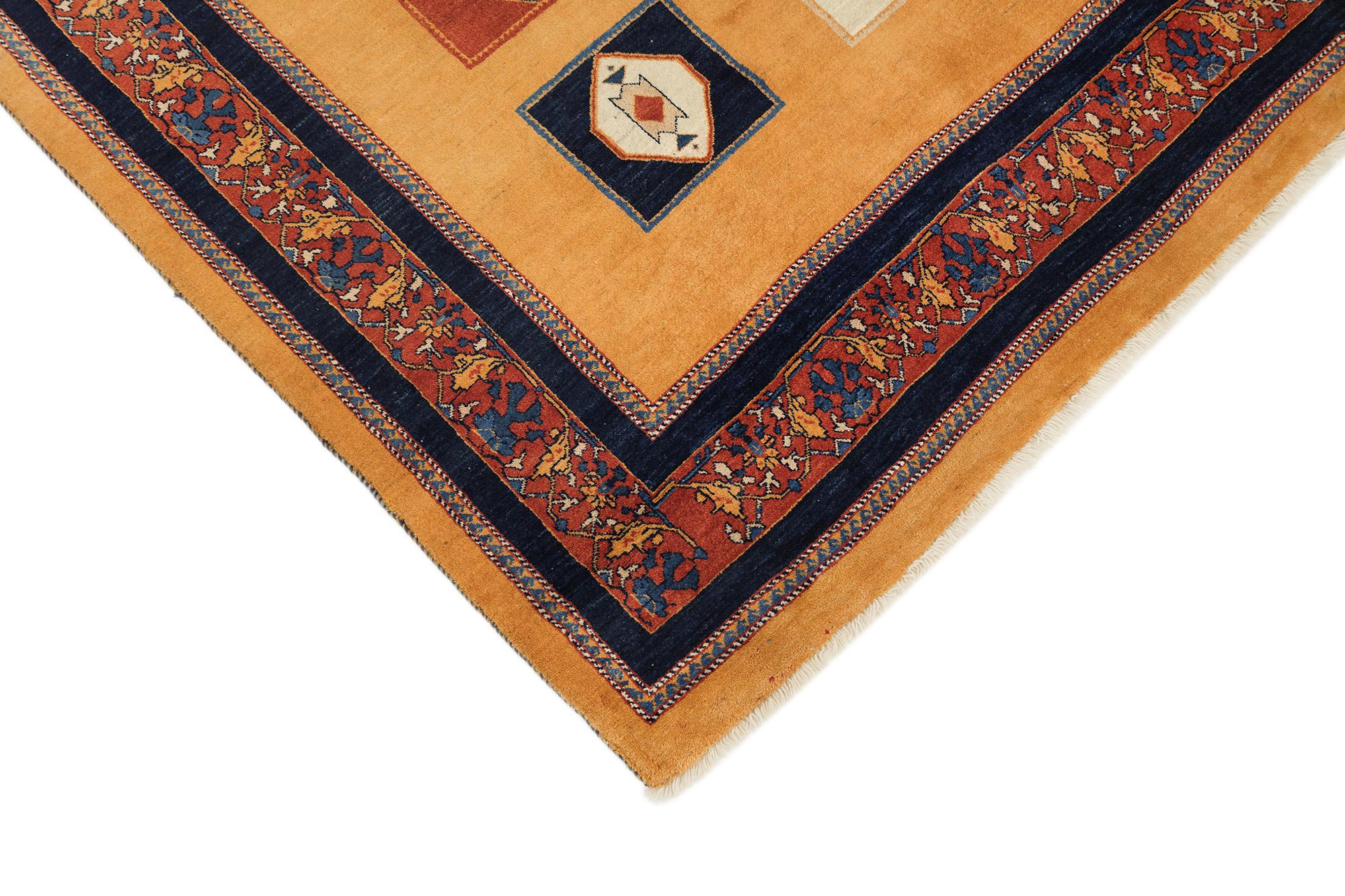 Contemporary Lori Gabbeh (deep red, navy blue, ivory, soft beige, 10'9