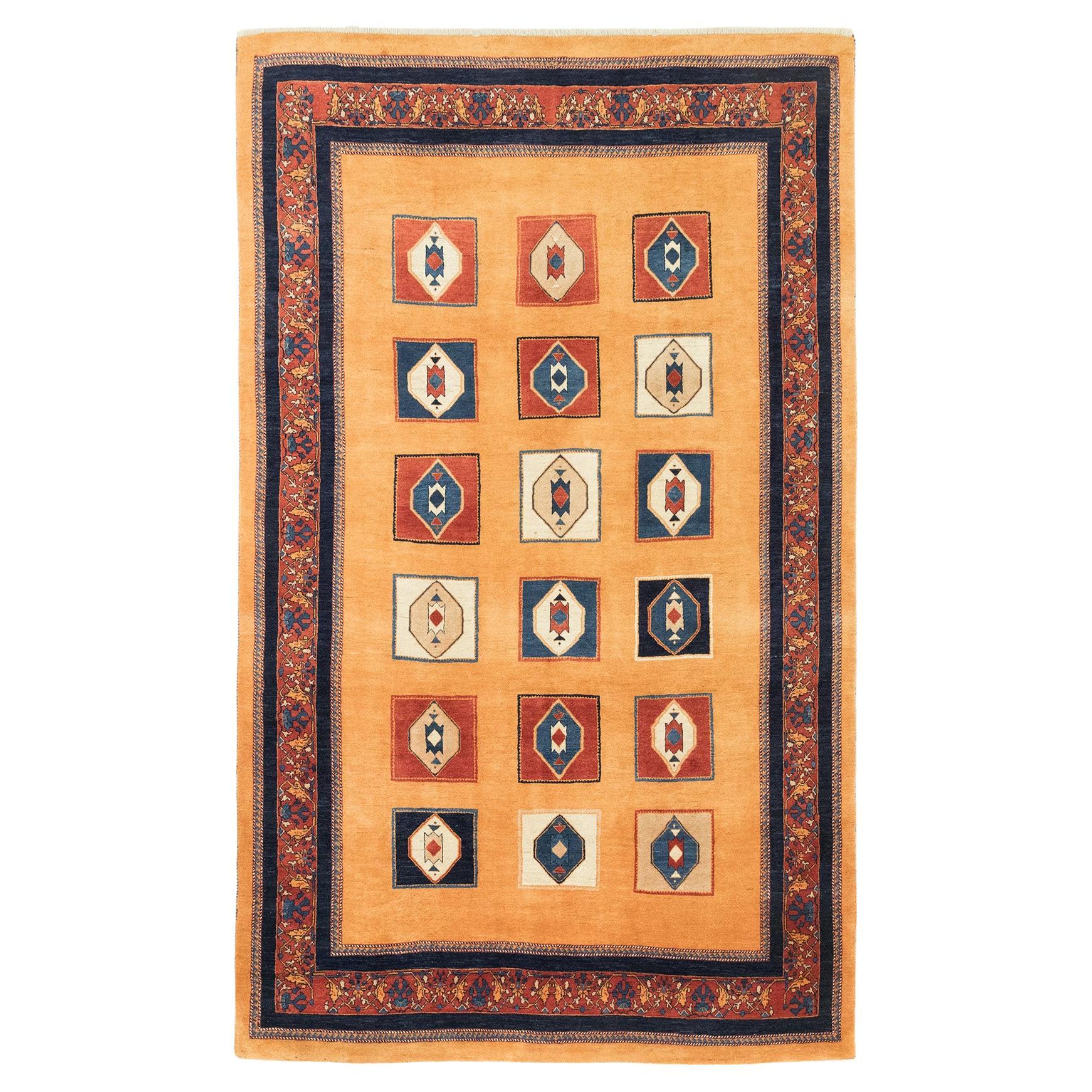 Lori Gabbeh (deep red, navy blue, ivory, soft beige, 10'9" × 6'6") For Sale