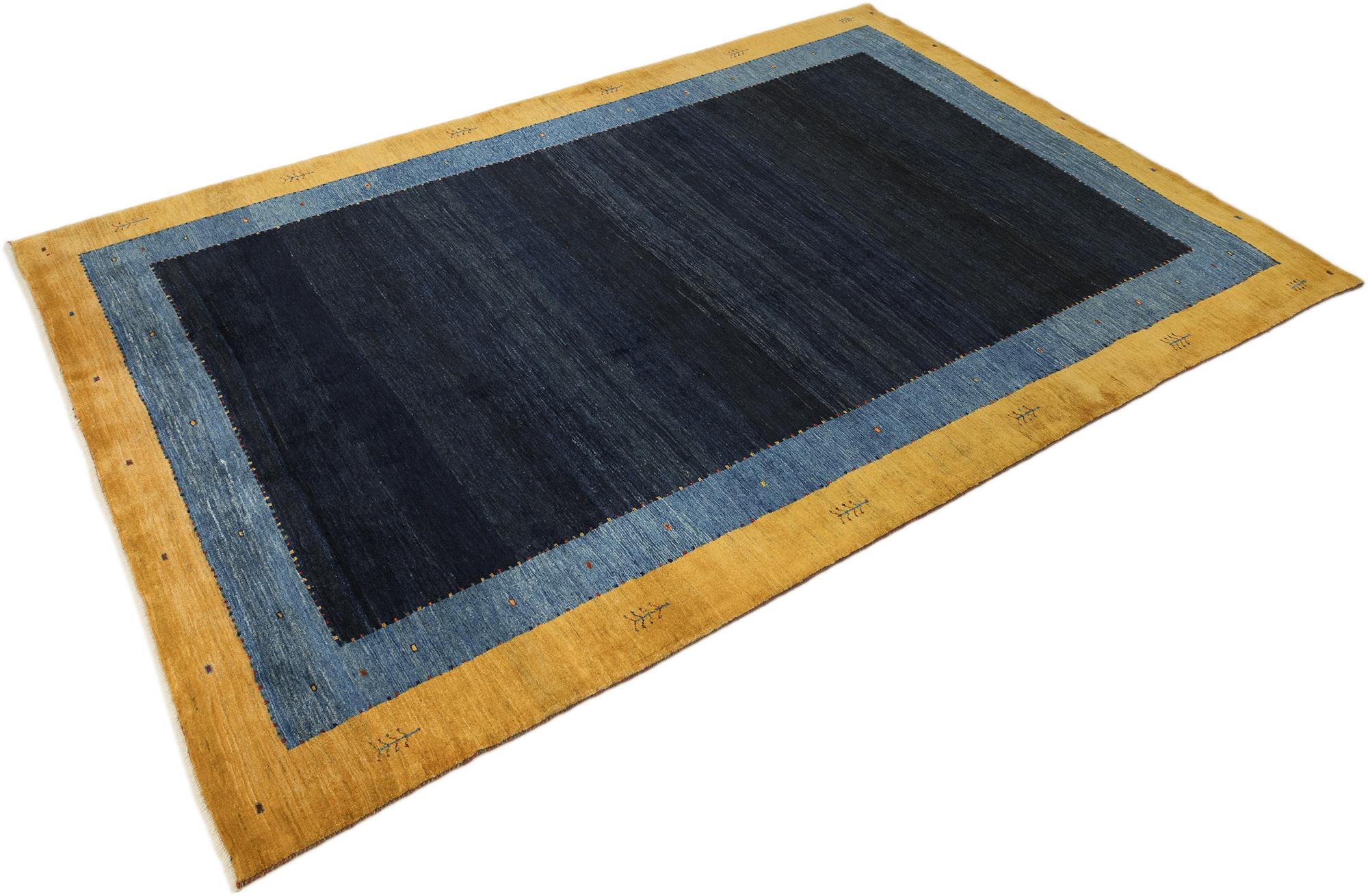 Lori Gabbeh (Indigoblau, breites Blau, goldener Rand, 9'9