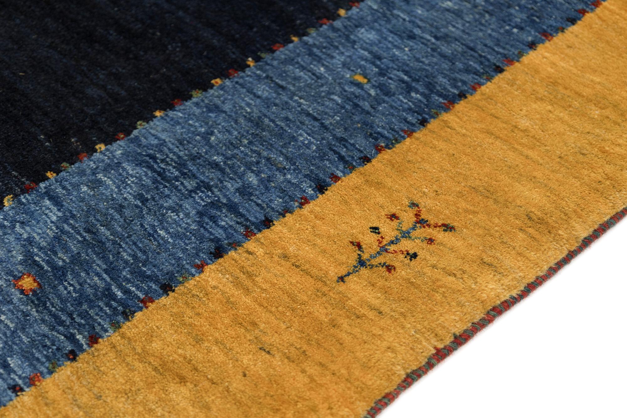 Lori Gabbeh (Indigoblau, breites Blau, goldener Rand, 9'9