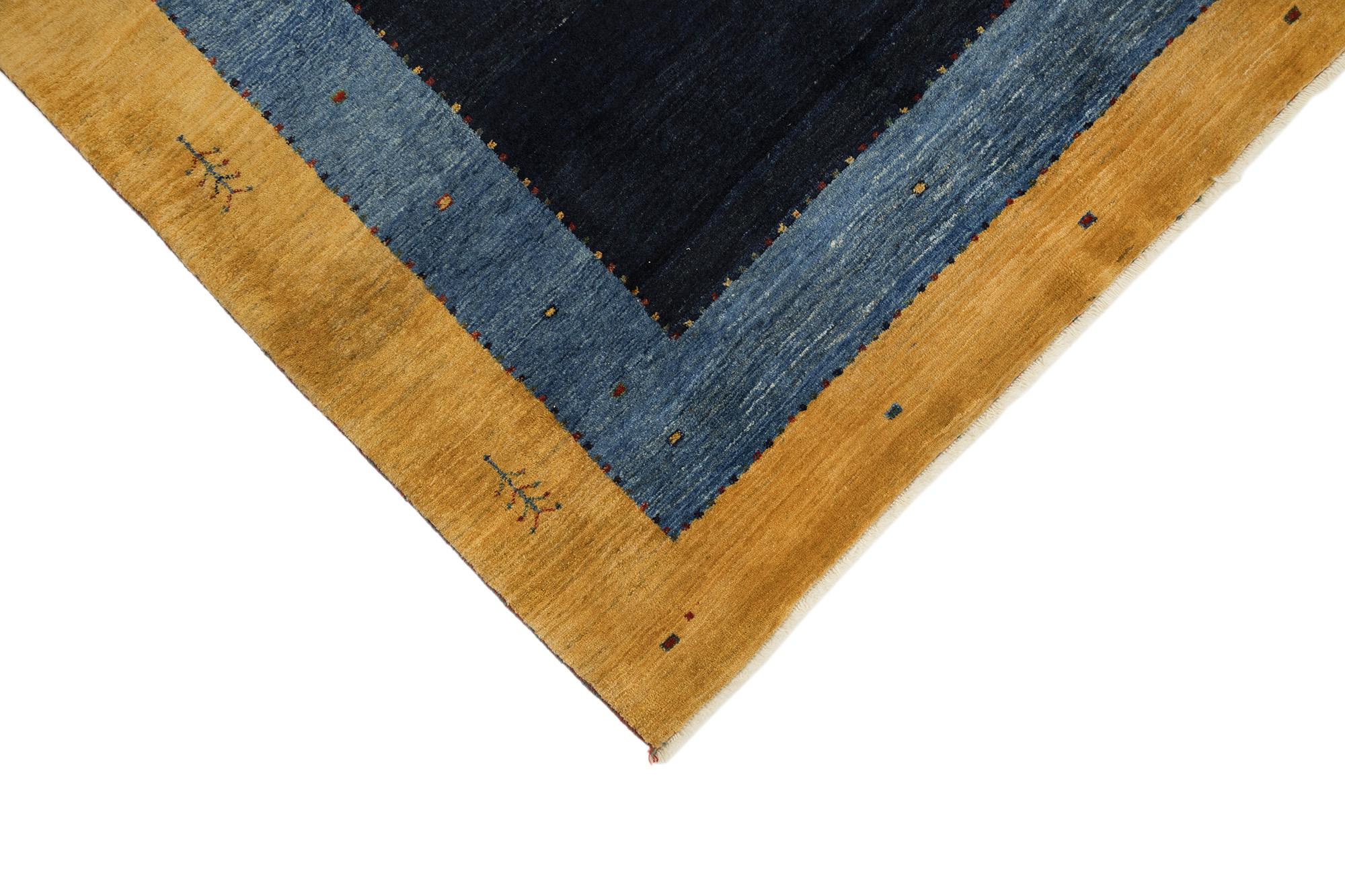 Lori Gabbeh (Indigoblau, breites Blau, goldener Rand, 9'9