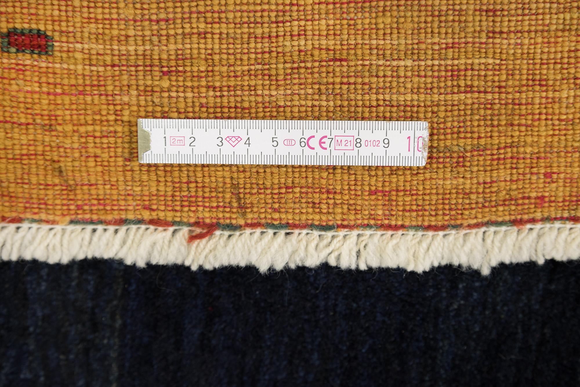 Lori Gabbeh (Indigoblau, breites Blau, goldener Rand, 9'9