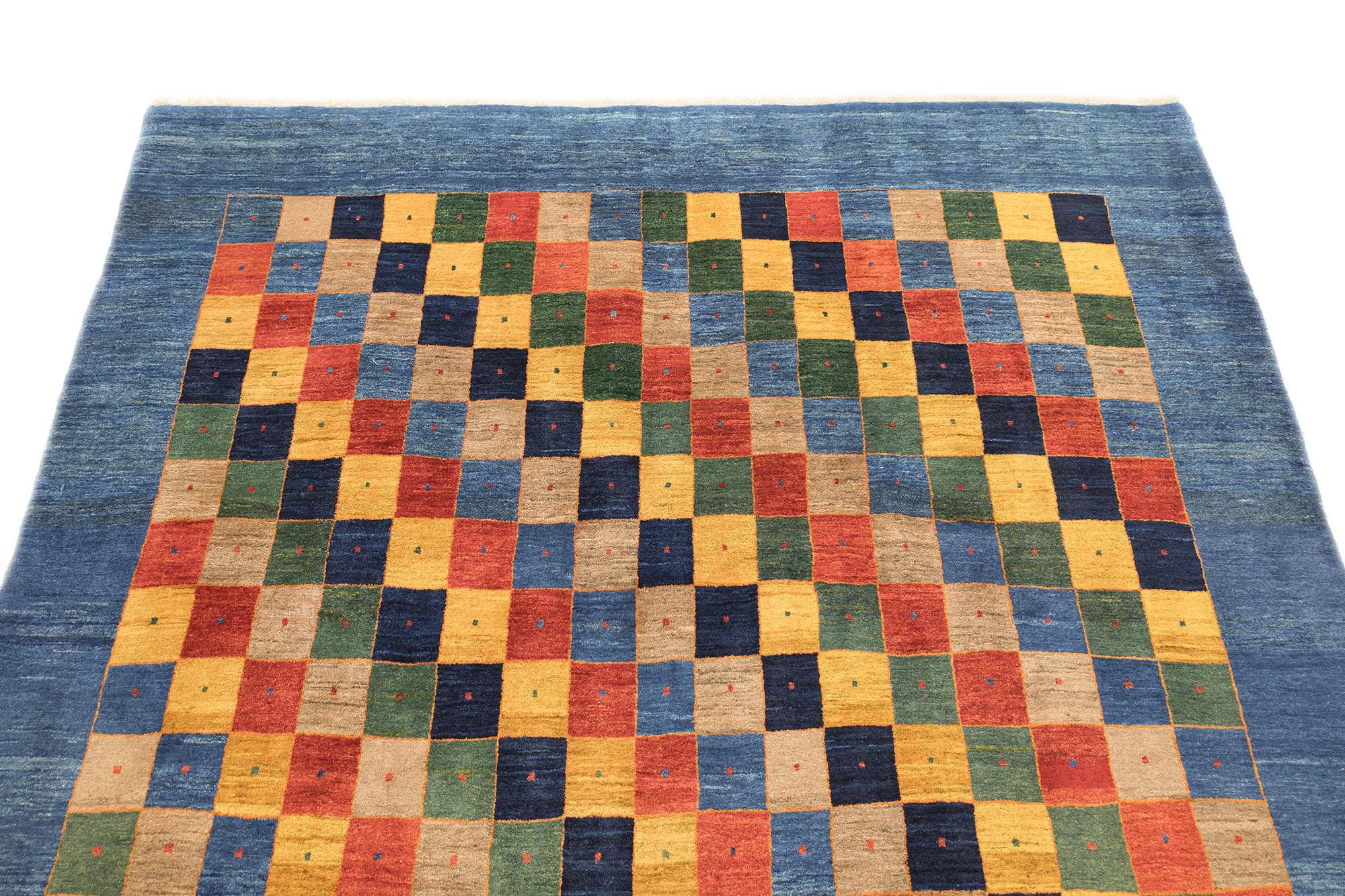 Annodato a mano Lori Gabbeh (rosso, giallo, verde, blu, beige, azzurro, 11'4