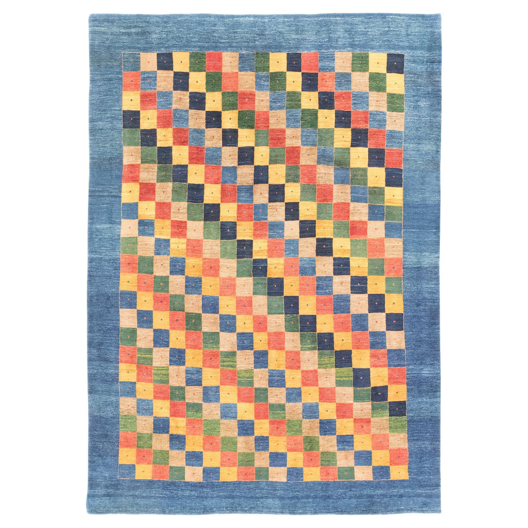 Lori Gabbeh (rosso, giallo, verde, blu, beige, azzurro, 11'4" × 8'2") in vendita