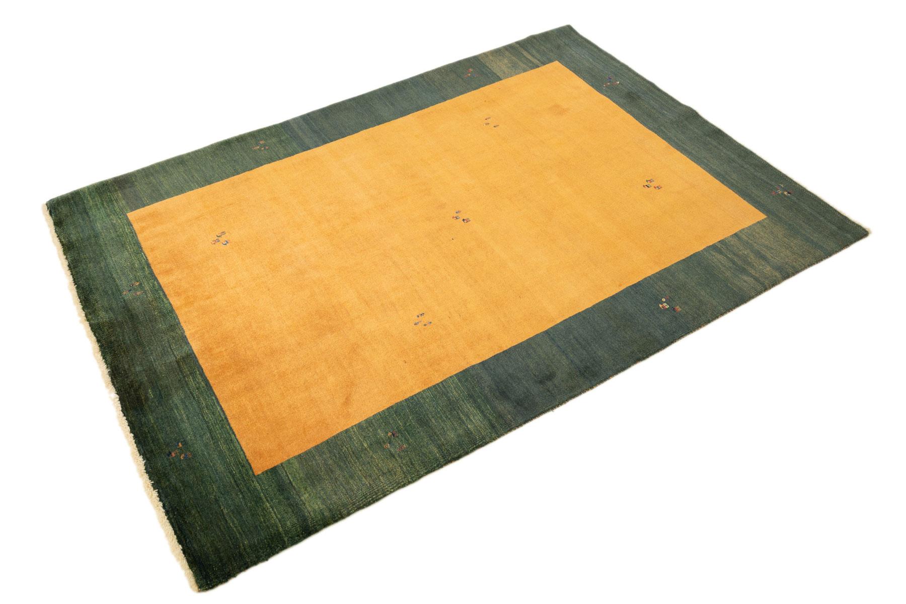 Lori Gabbeh Teppich, handgeknüpft, 7,5 × 5,5 ft - Gelb und Grün (Persisch) im Angebot