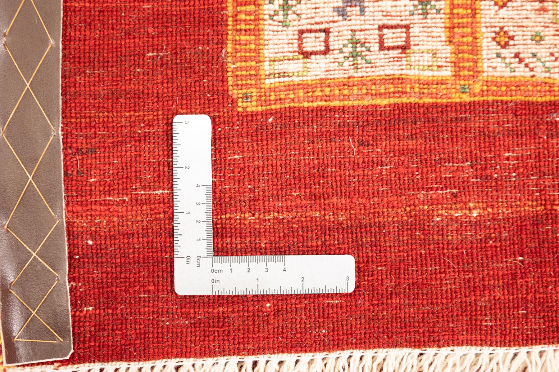 Tappeto Lori Gabbeh, annodato a mano, 8,3 × 5,6 piedi - Rosso intenso e avorio in vendita 1