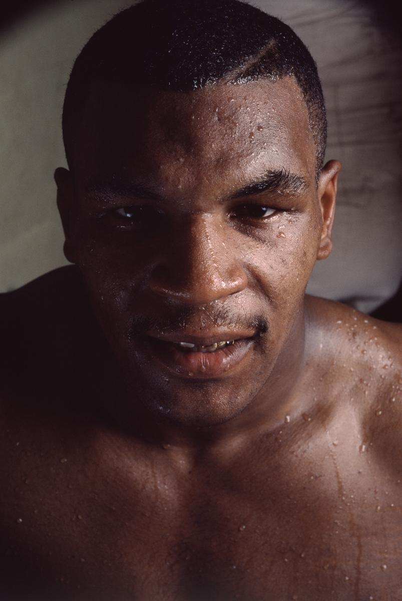 Untitled (Sweat) [Mike Tyson, Cus D’Amato’s gym, Catskill, NY, 1985] - Photograph by Lori Grinker