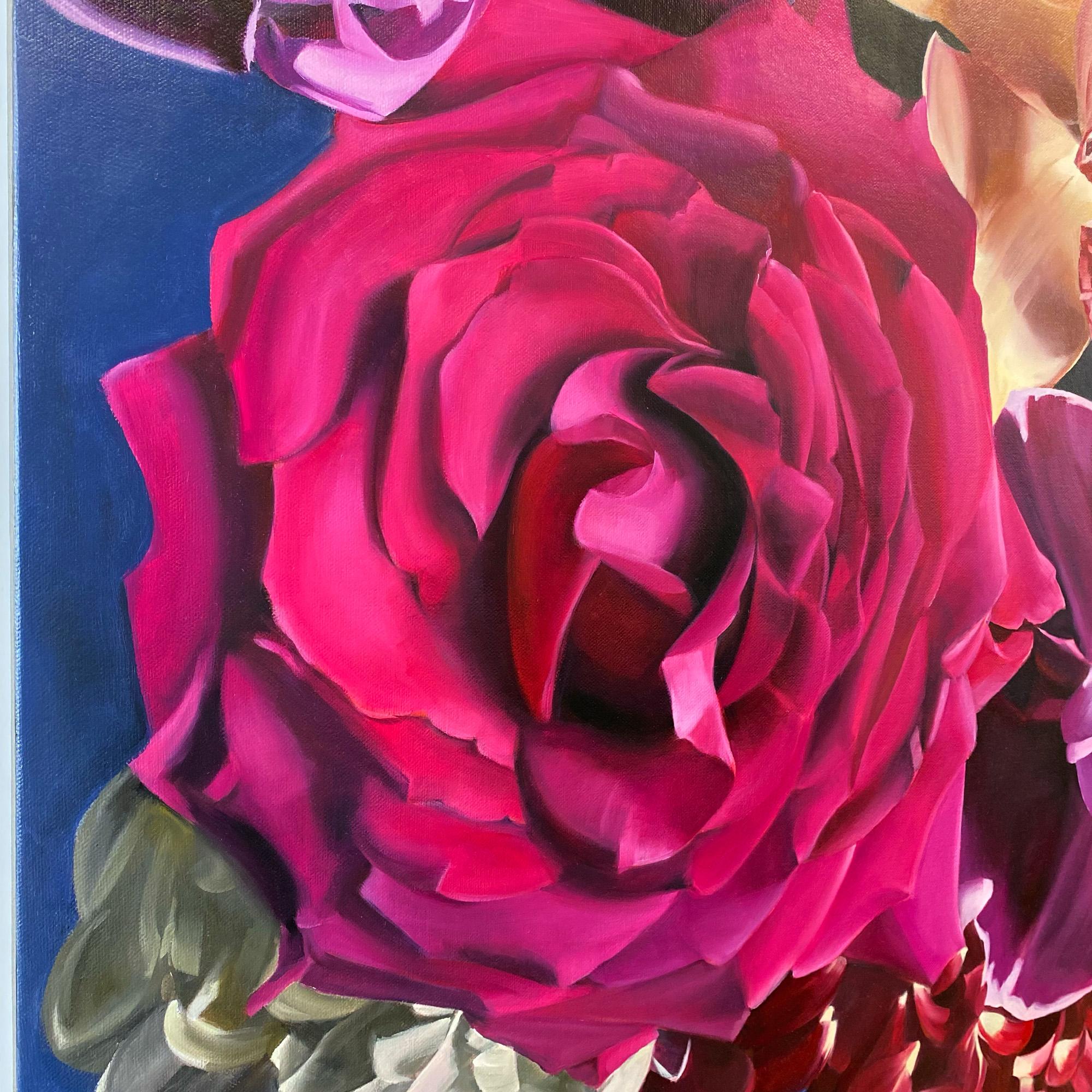 Desir, rich floral oil painting with exquisite detail and luscious colours 2