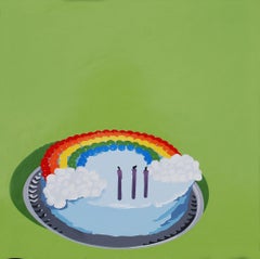 Rainbow Cake, festive pop art still life food painting